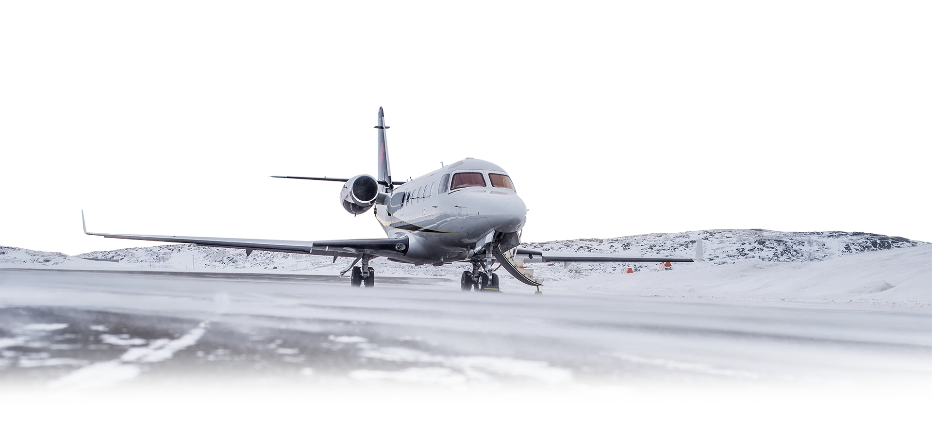 jet on tarmack in the winter